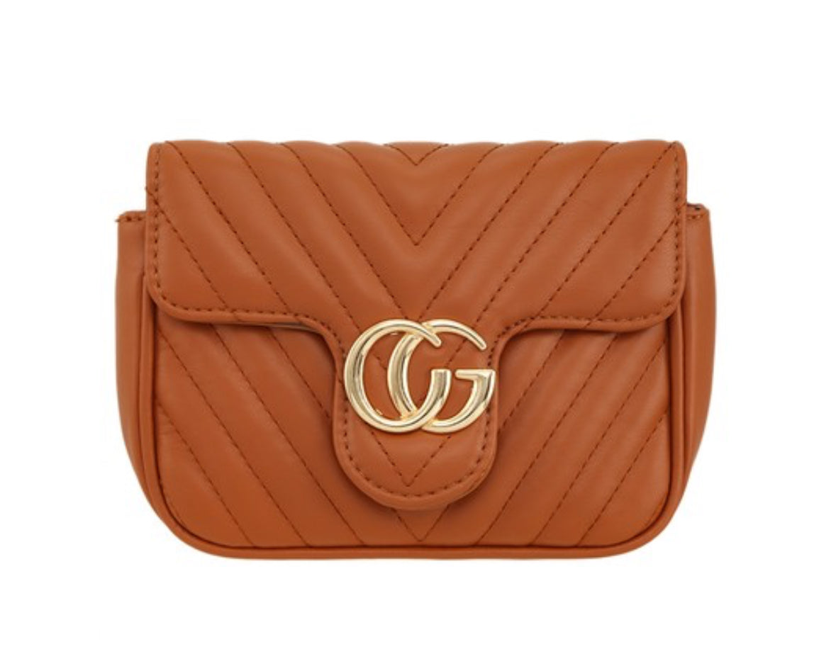 Chevron Quilted CG Gold Chain Crossbody