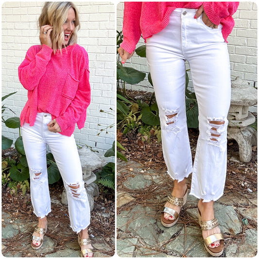 Savor The Spring Stretchy Cropped Jeans