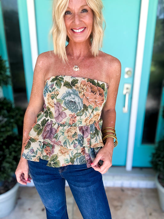 Vintage Floral Tiered Top