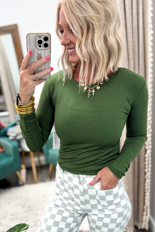 Essential Long Sleeved Ribbed Athleisure Top