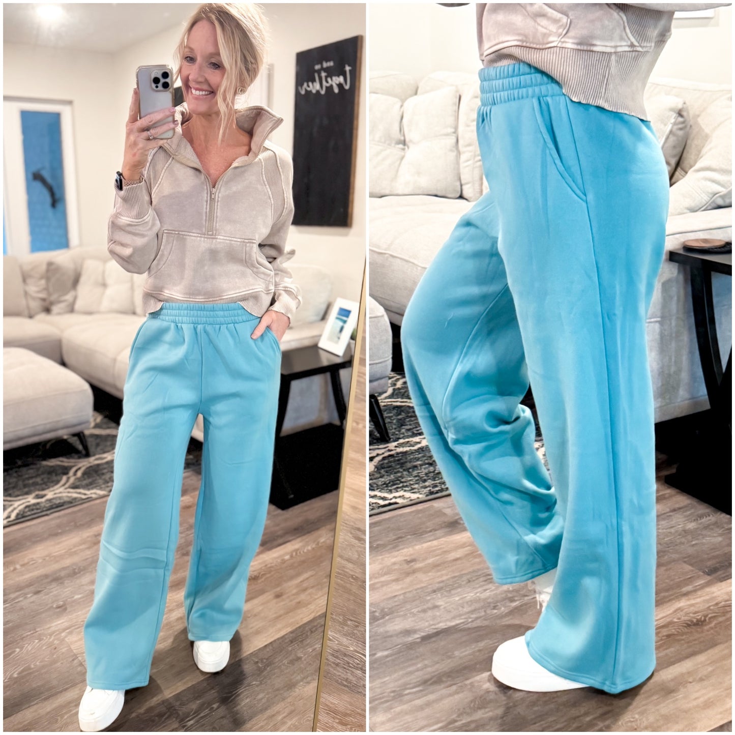 Fuzzy Fleece Wide Leg Sweatpants