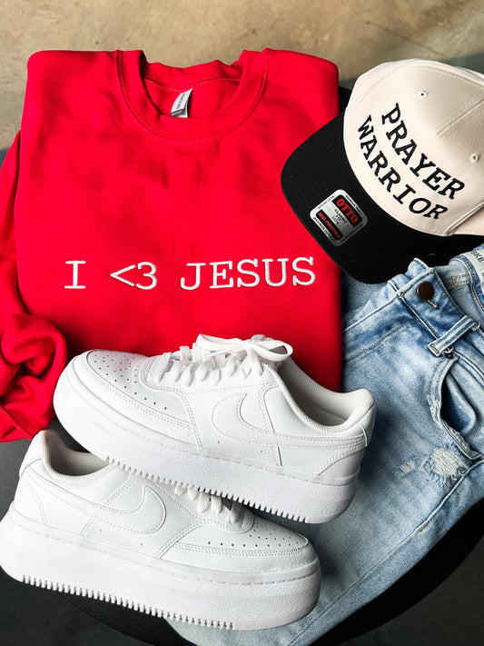 I Love Jesus Embroidered Sweatshirt