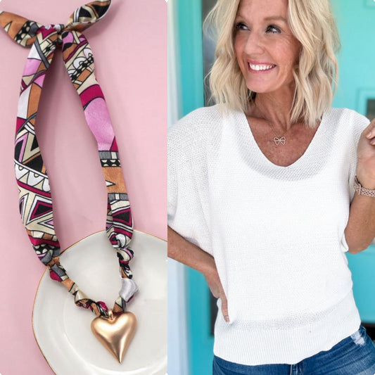 Gold Heart Handmade Scarf Necklace