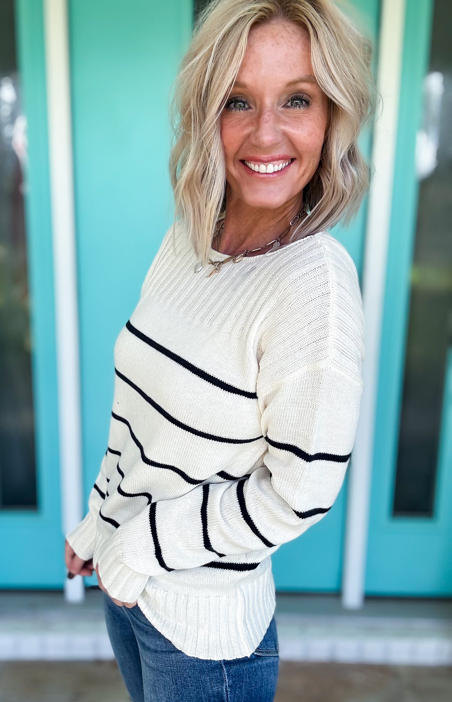 Classic Ivory Striped Sweater