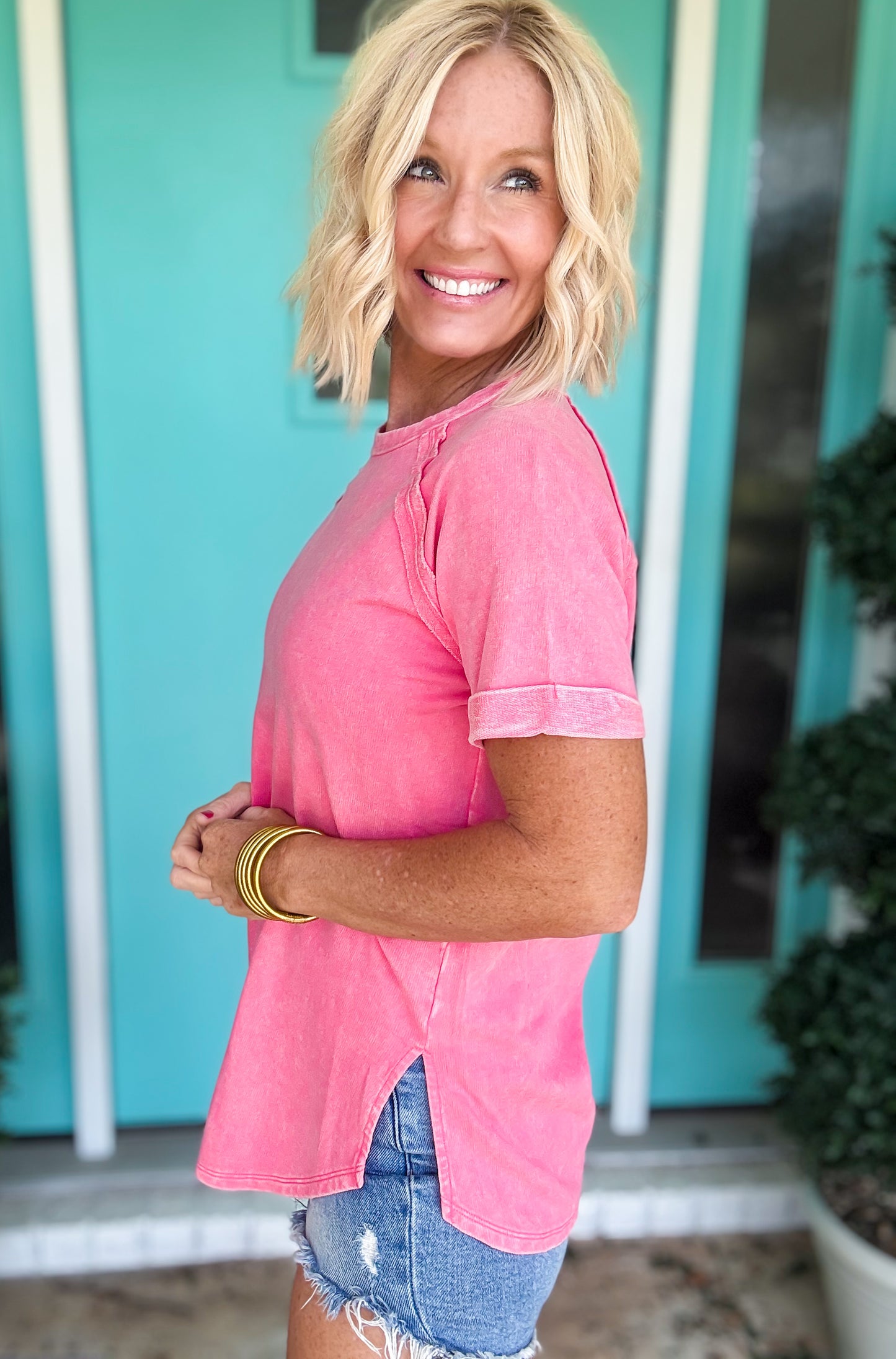 Live In It Curved Hem Tee