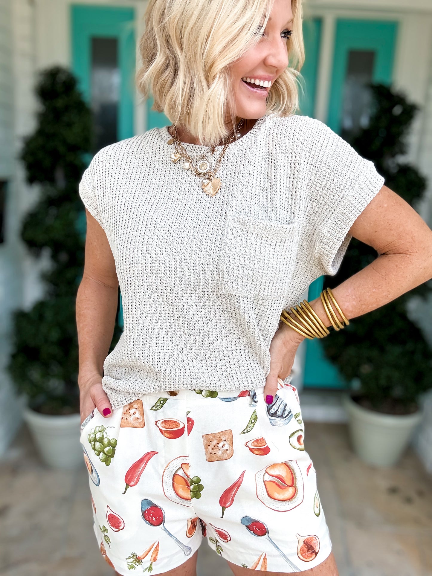 French Lunch Motif Trouser Shorts