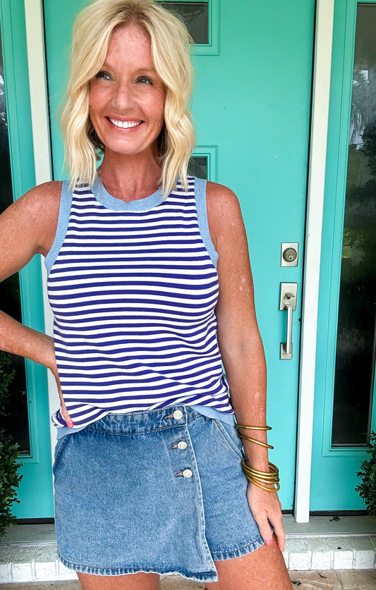 Blue & Light Sleeveless Top