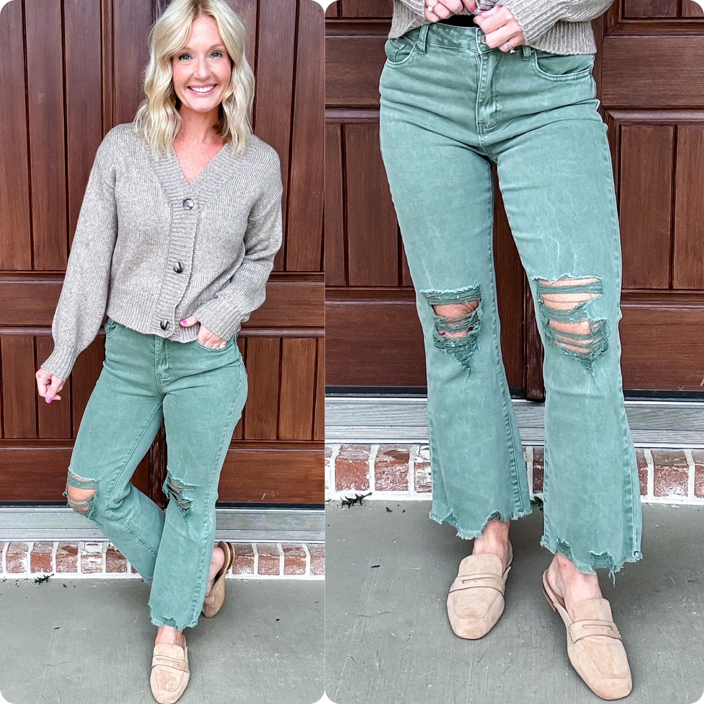 Delia Distressed Straight Pants