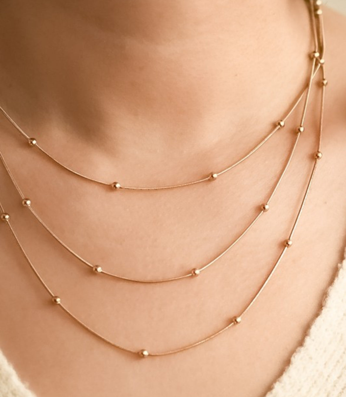 Gleaming Layered Necklace 18K Non-Tarnish