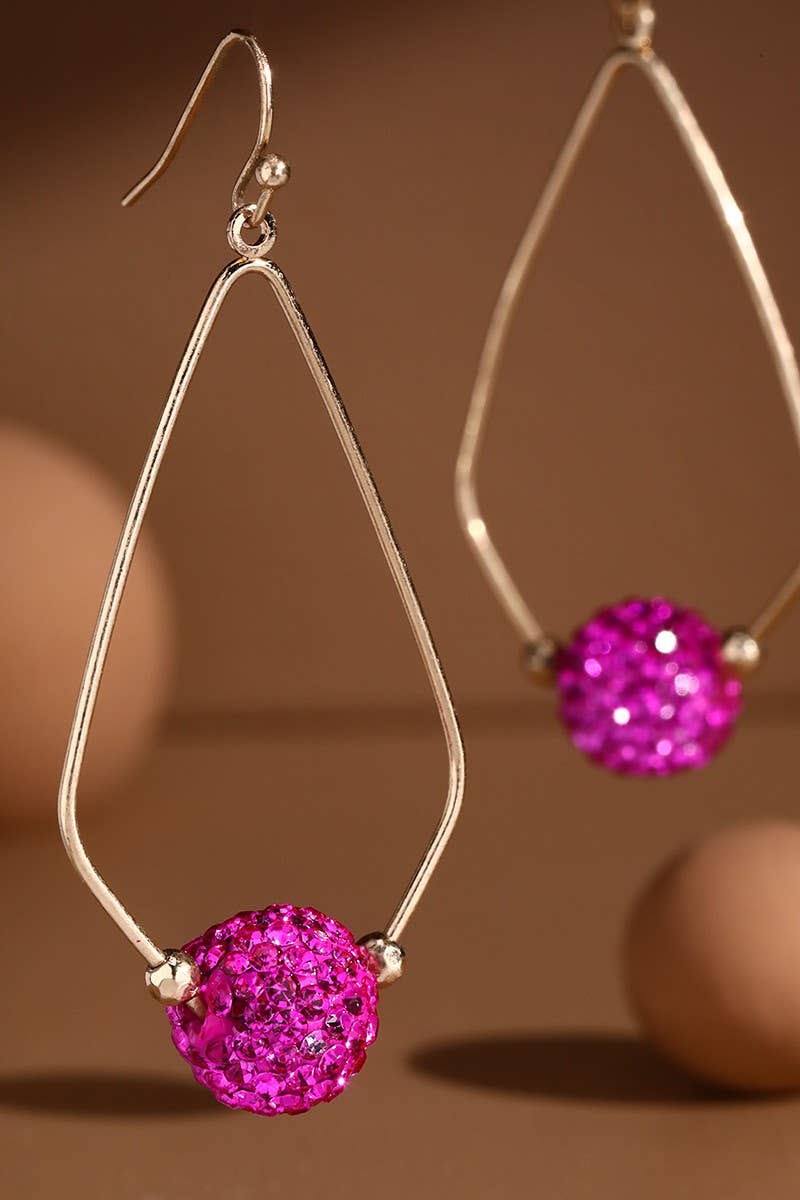 Teardrop Dangle earrings with Rhinestone Ball