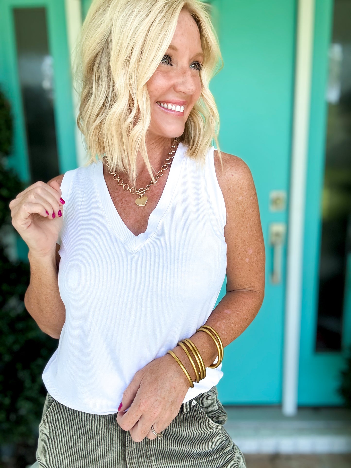 *Vneck* Luxe Air Ribbed Tank