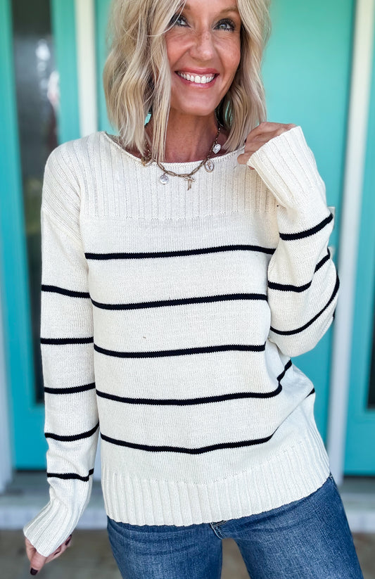 Classic Ivory Striped Sweater