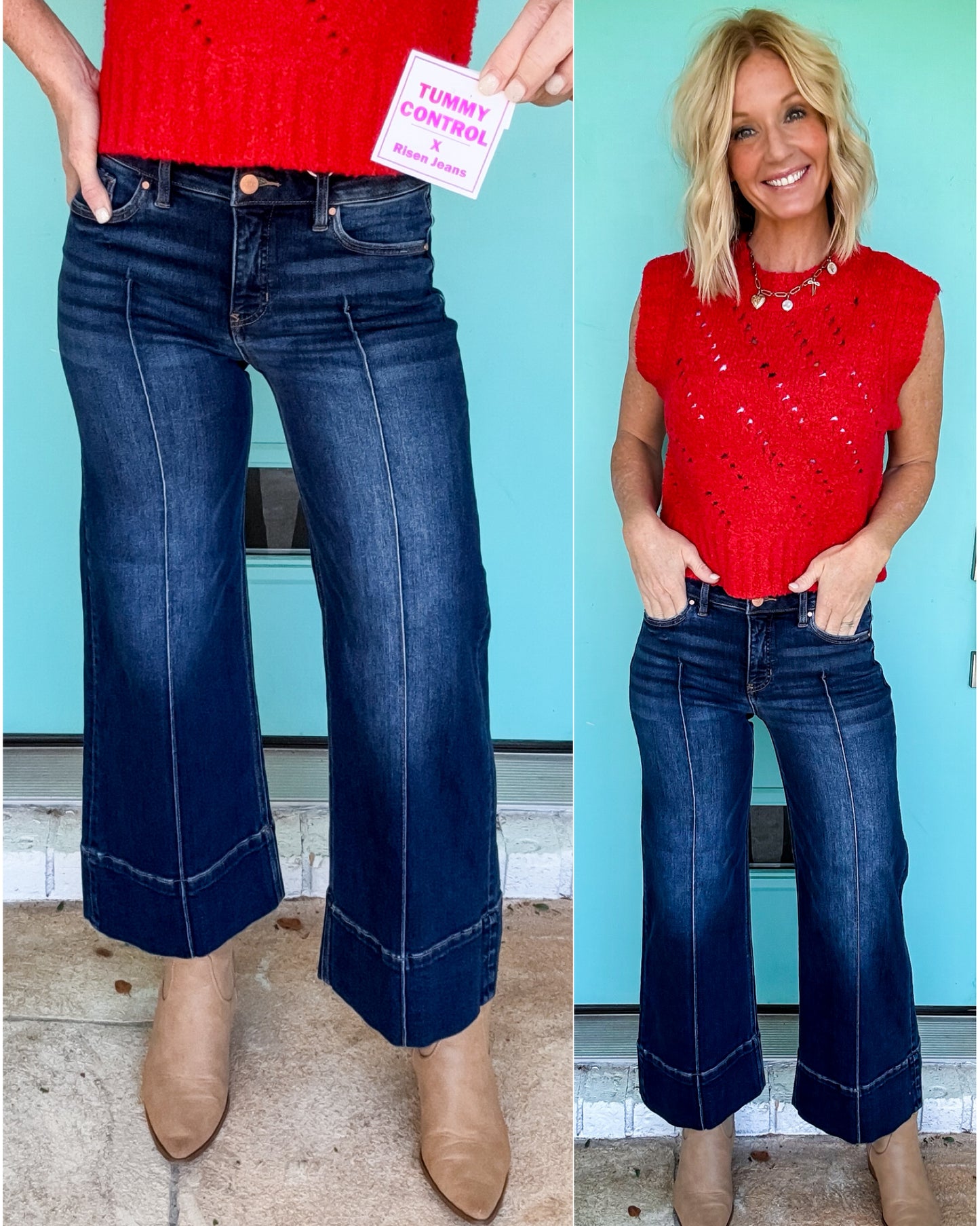 Polished Pintuck Cropped Jeans