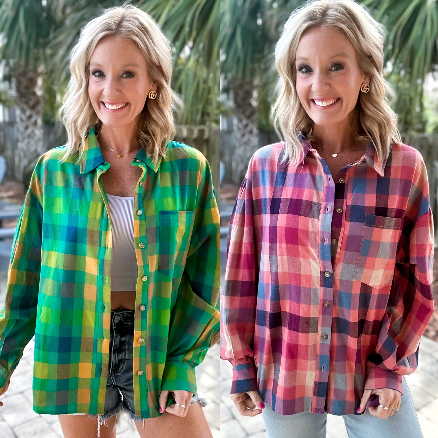 The Zoe Washed Plaid Top
