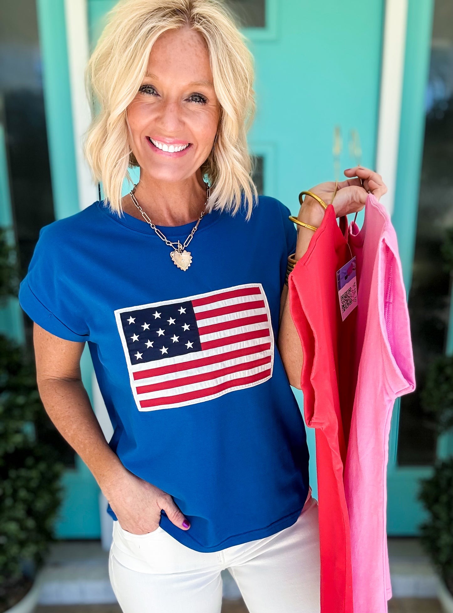 Americana Flag Cuffed Tee