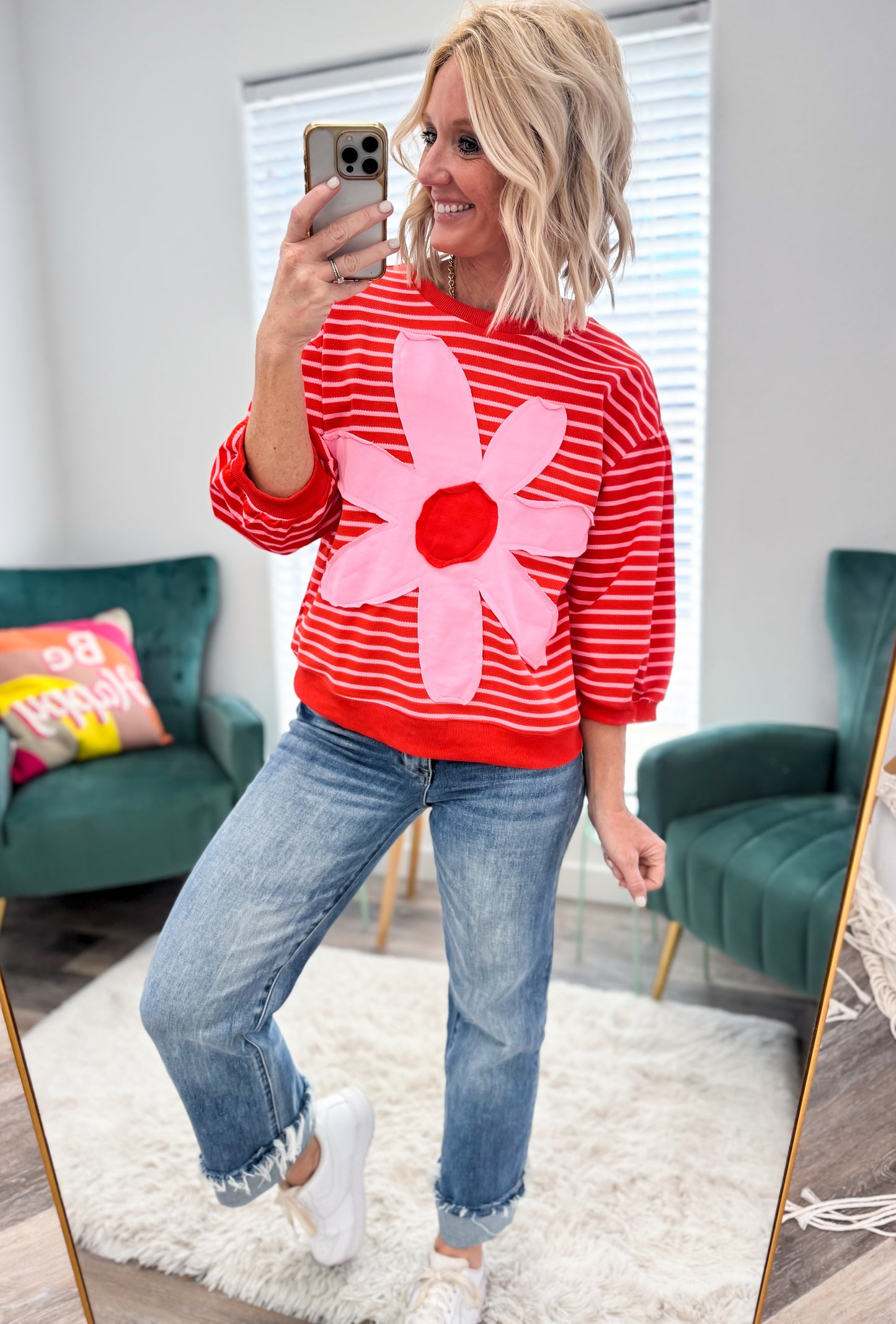 Striped Flower Patch Blouse