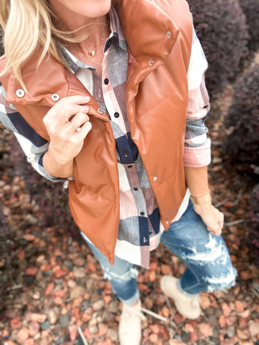 Look At Me Now Faux Leather Vest