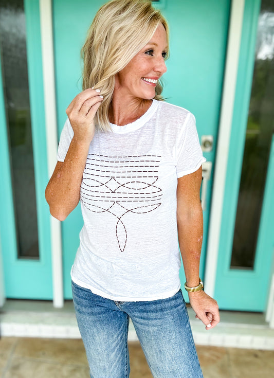 Cowboy Boot Stitch Graphic Tee