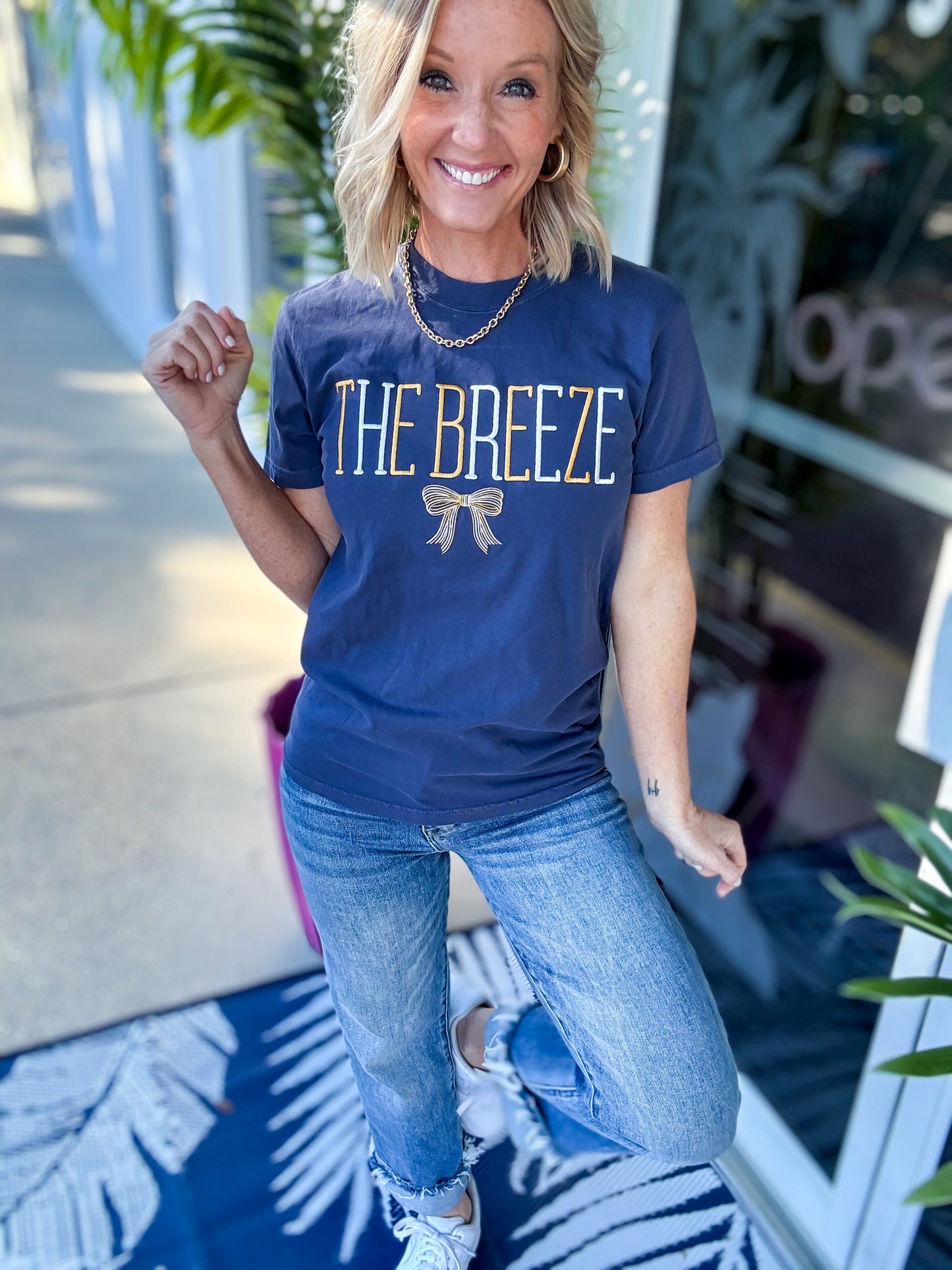 The Breeze Preppy Bow Embroidered Tee