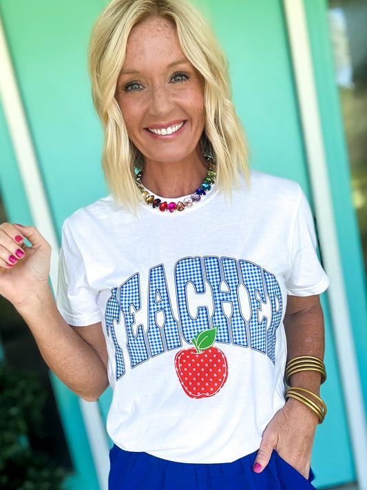 Teacher Gingham Check Tee