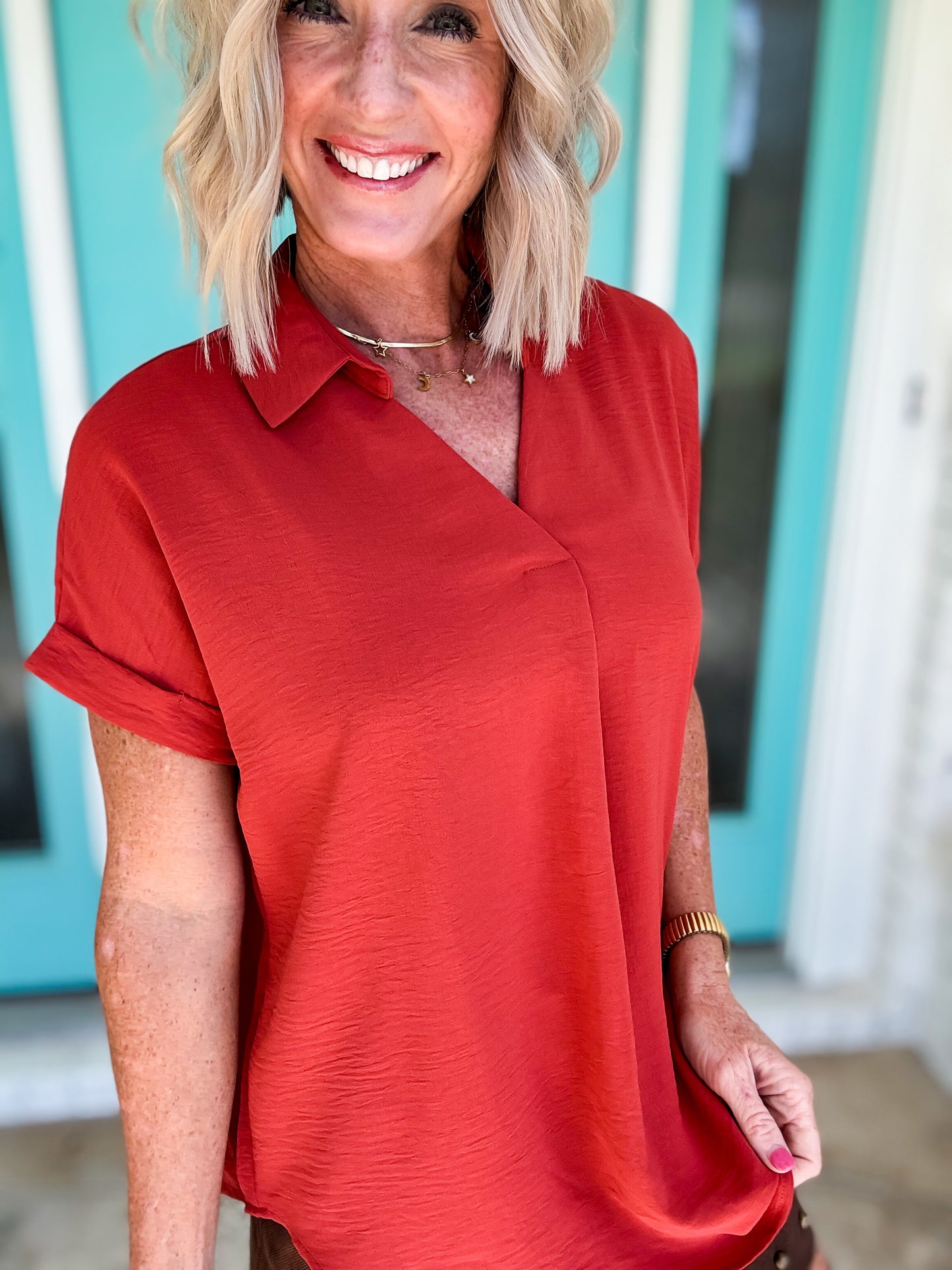 Rustwood Collared Top