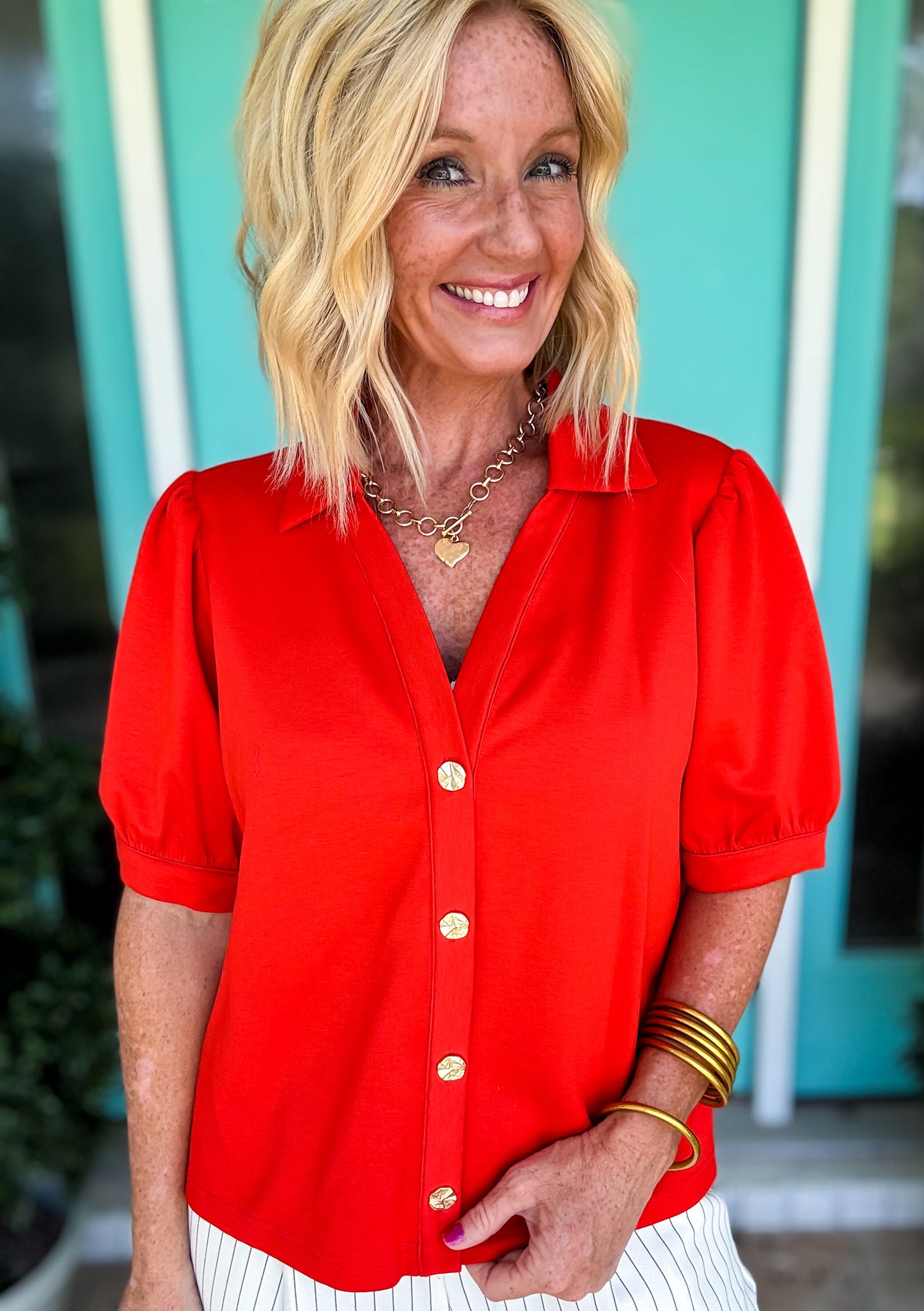 Scarlet Collared Cardigan Top