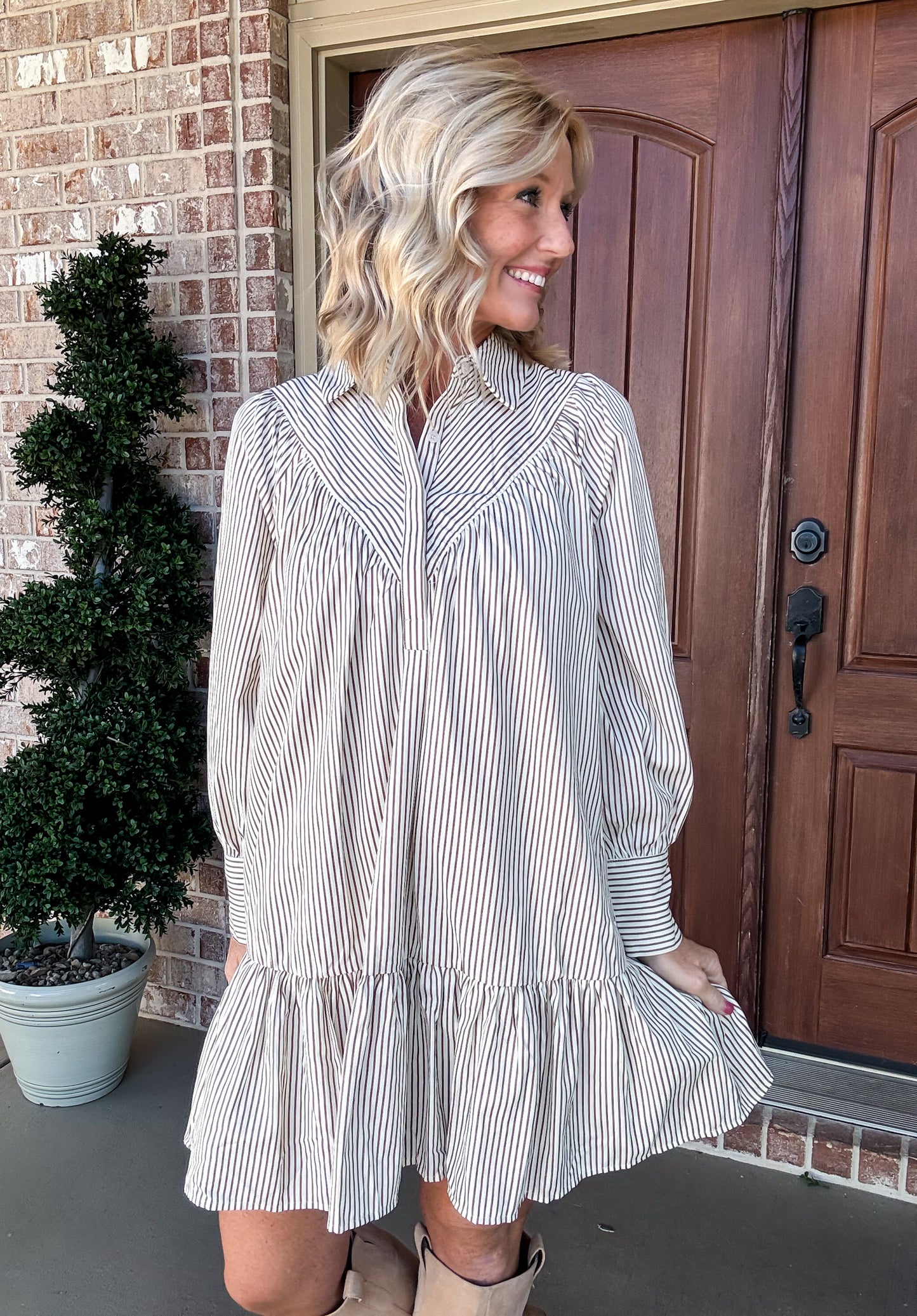 Stephanie Striped Shirt Dress