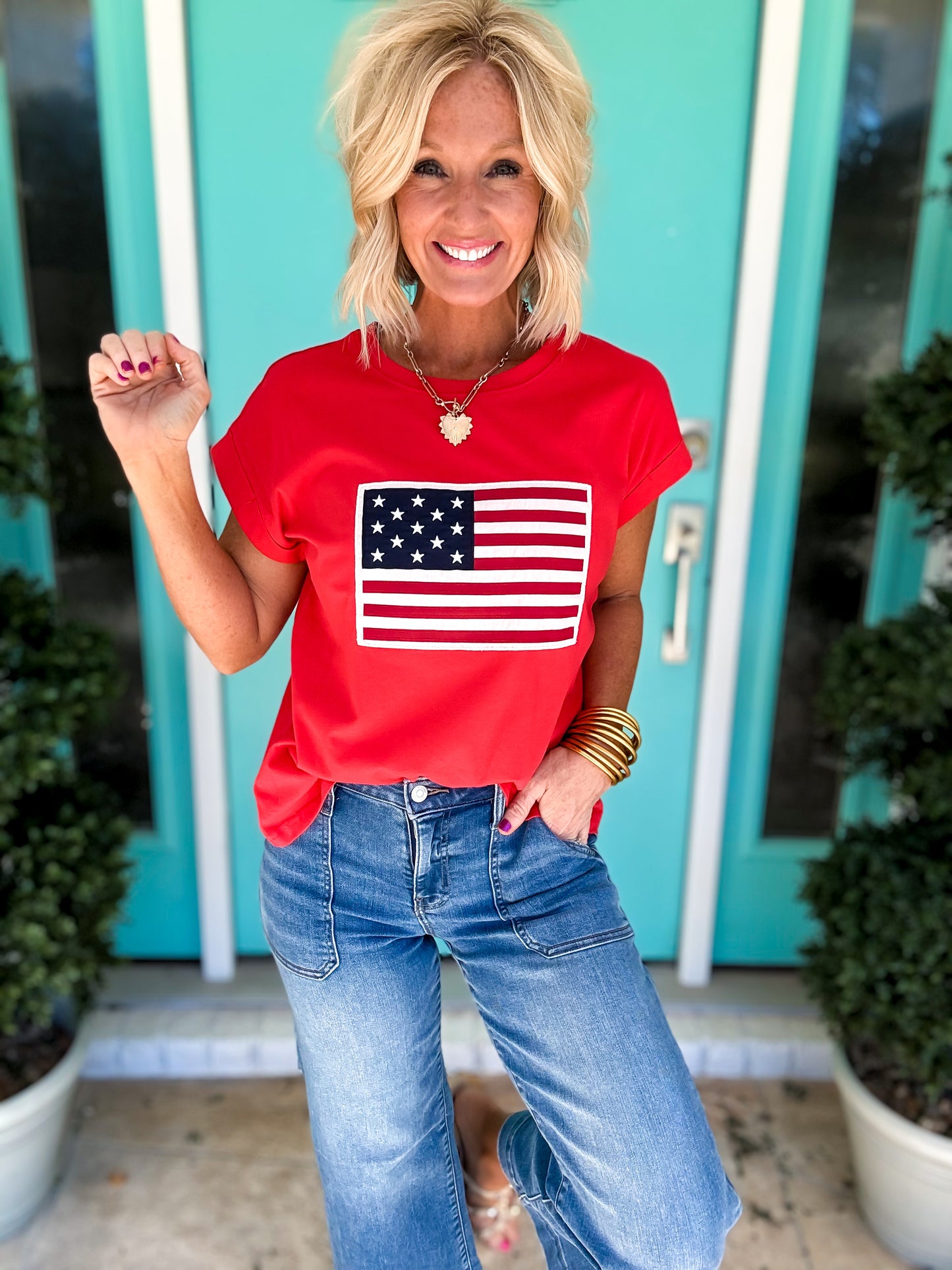 Americana Flag Cuffed Tee