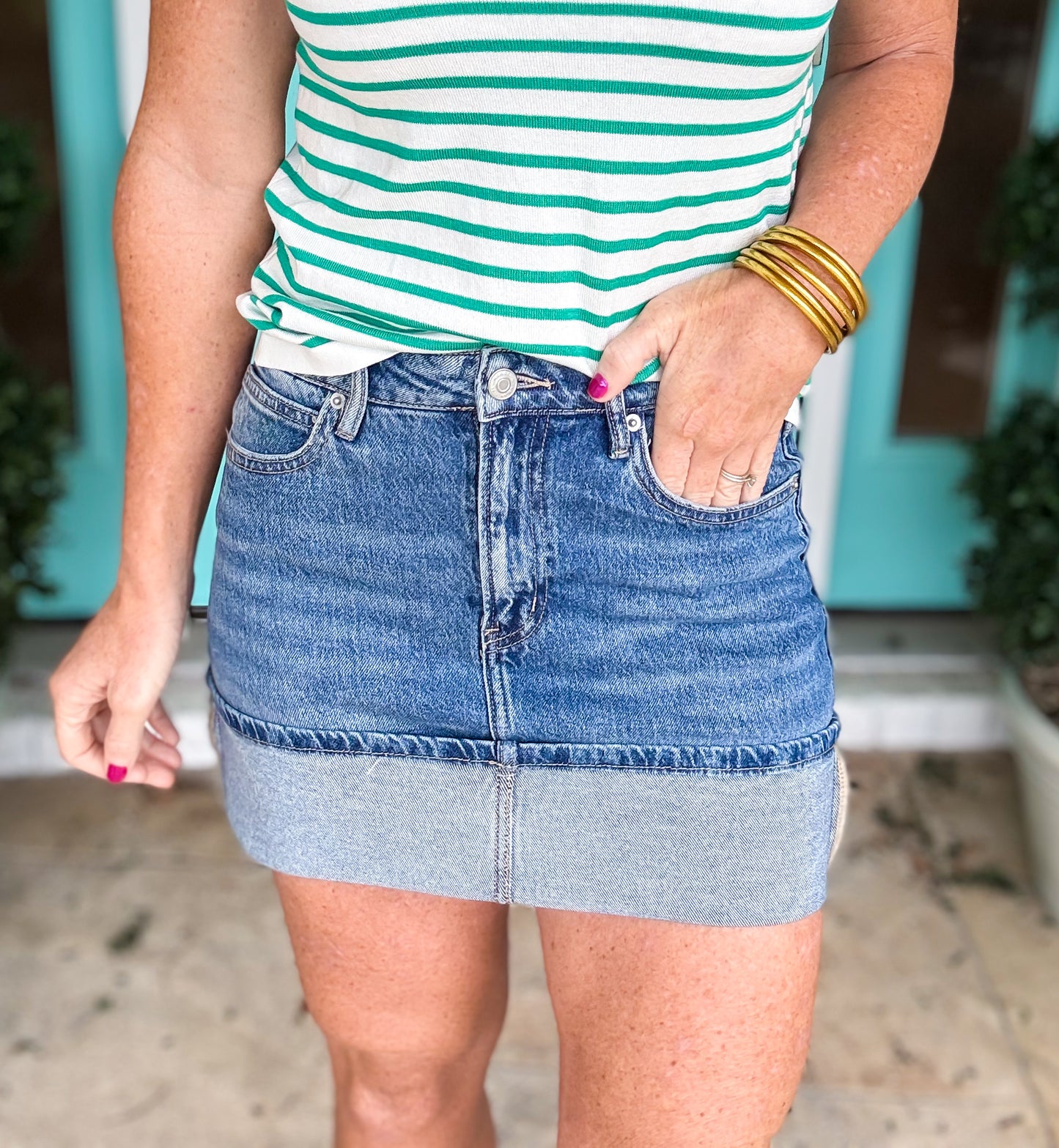 Cuffed Denim Skort