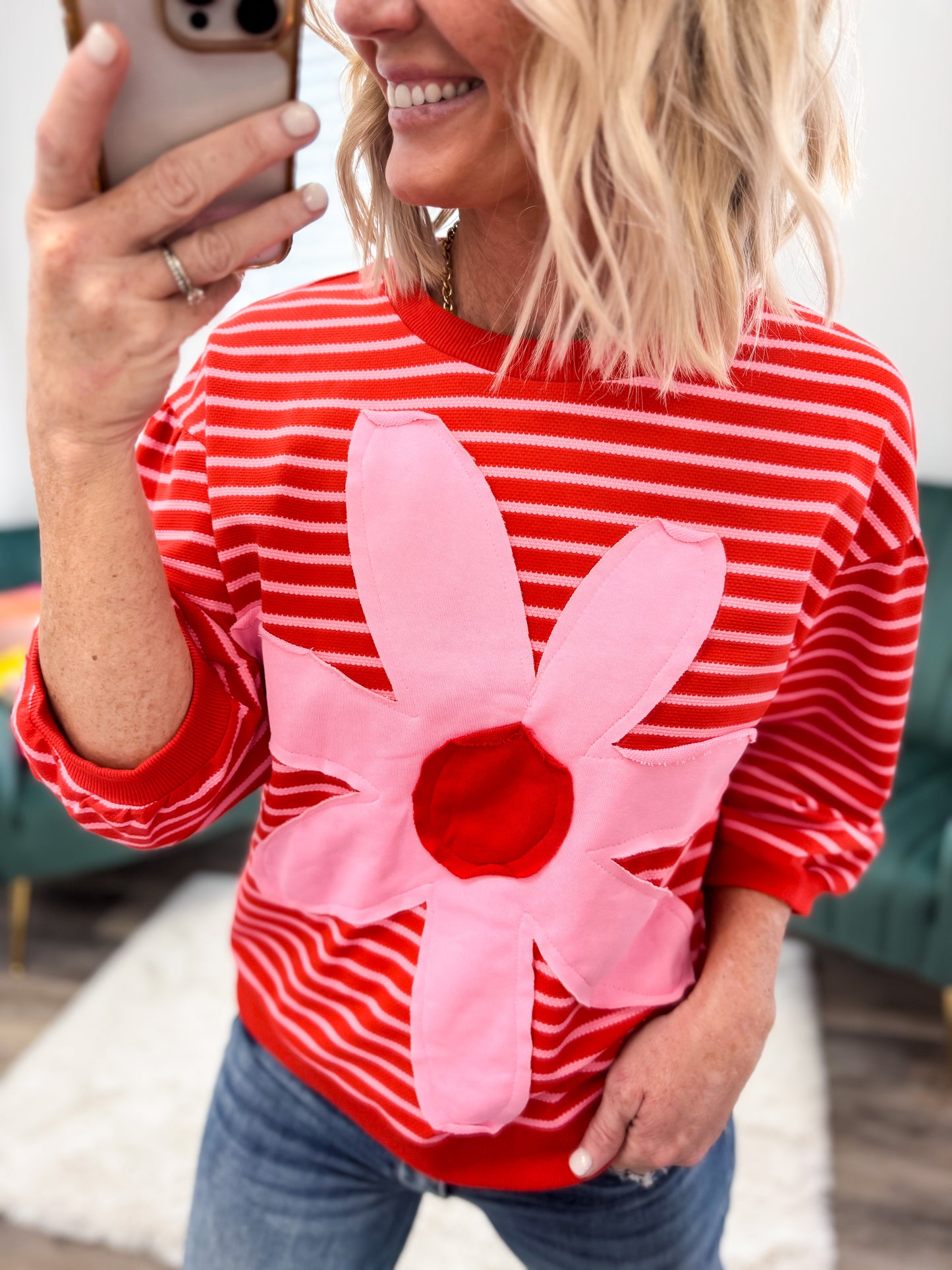 Striped Flower Patch Blouse