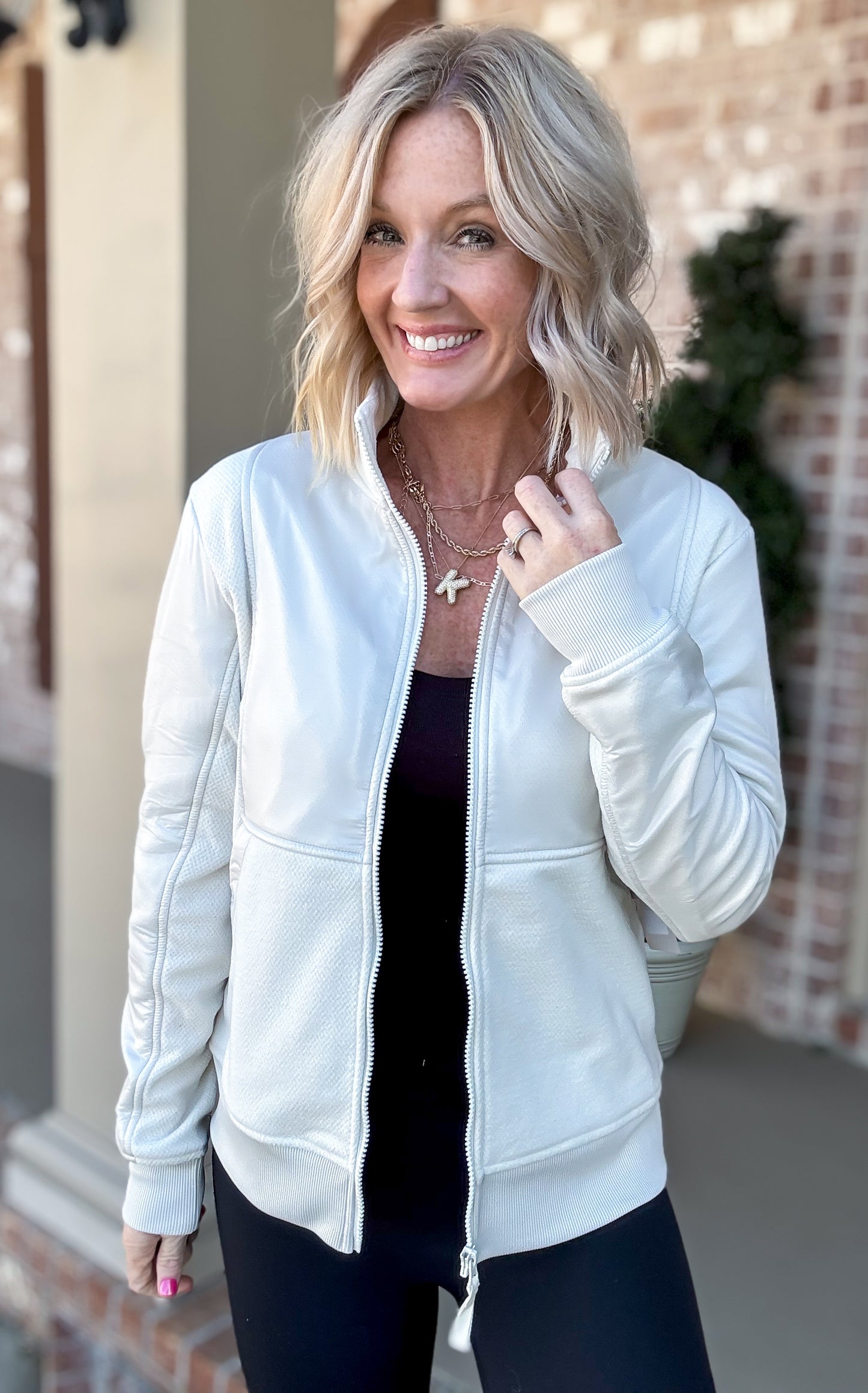 Toasty & Textured Fleece Jacket -- Ivory