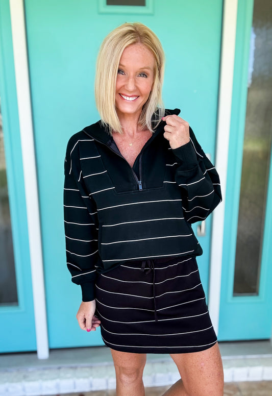 Lucy Luxe Striped Scuba Pullover
