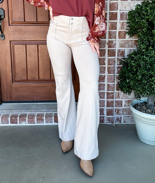 The Amelia Cotton Stretch Twill Flared Pants 2024