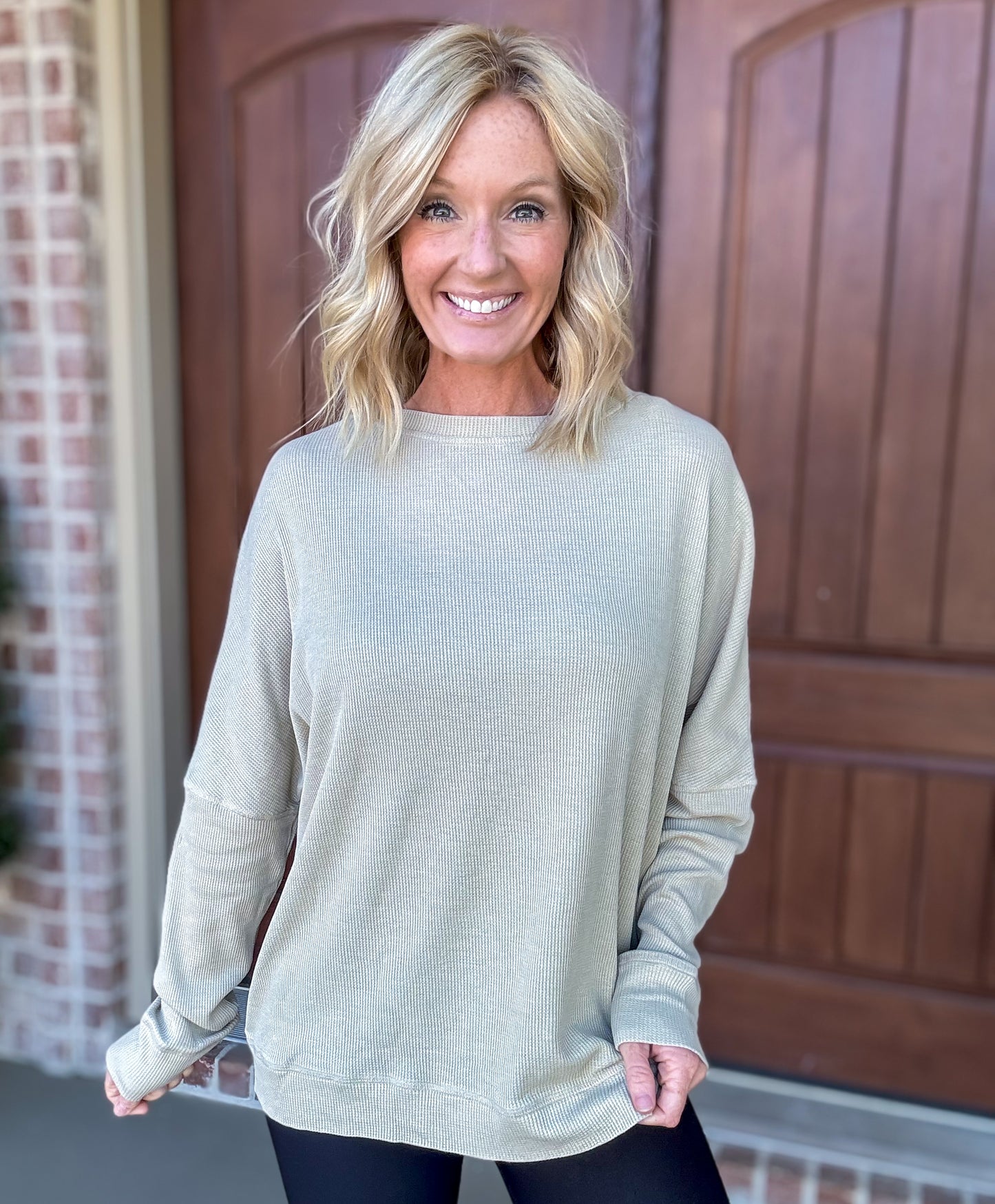 Heather Waffle Knit Pullover— New Colors