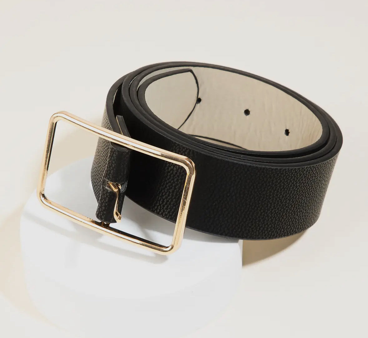 Rectangle Cutout Buckle Vegan Leather Belt