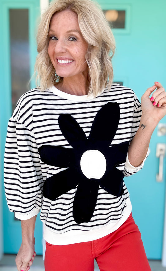 Striped Flower Patch Blouse