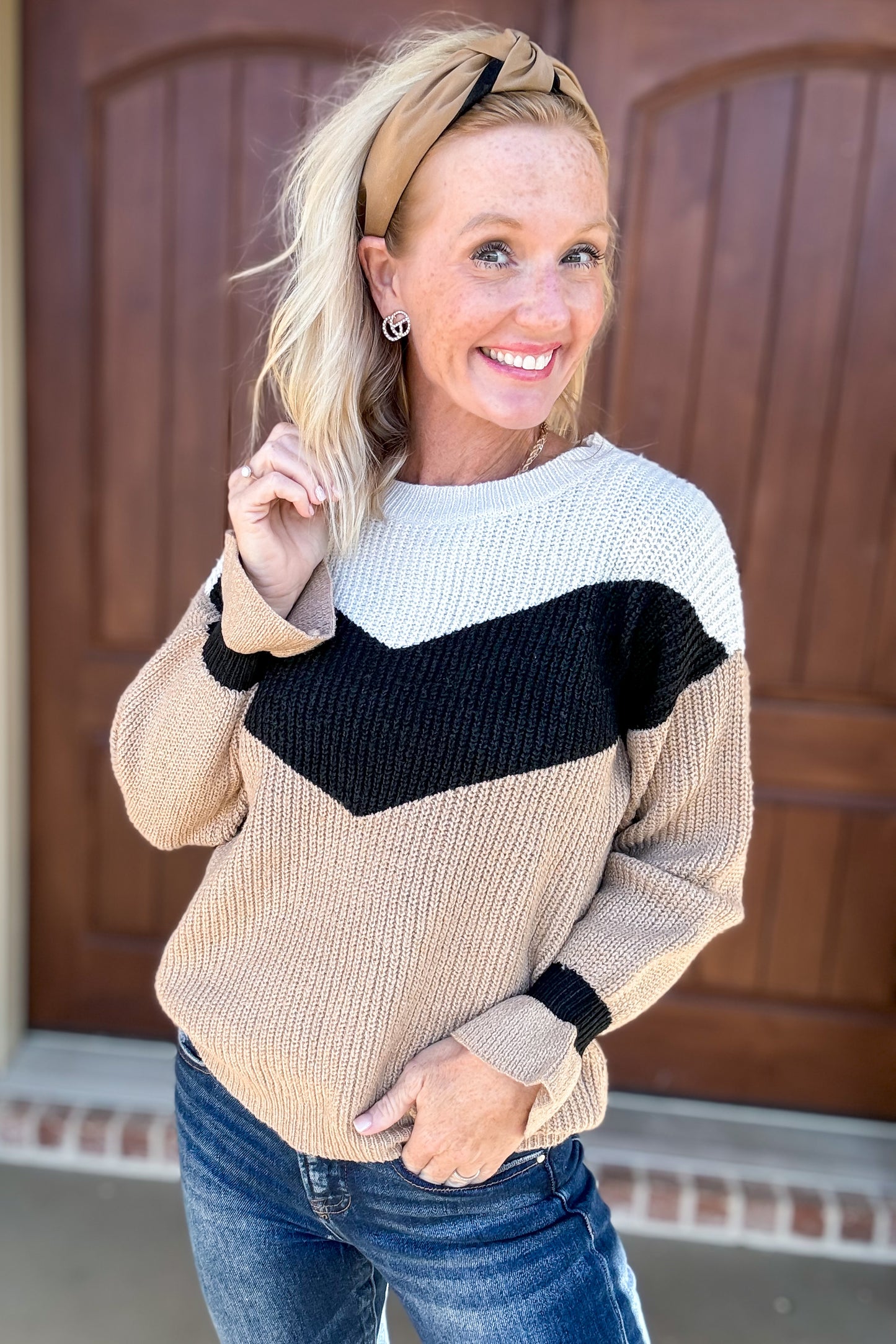 Chevron Cuff Detail Sweater