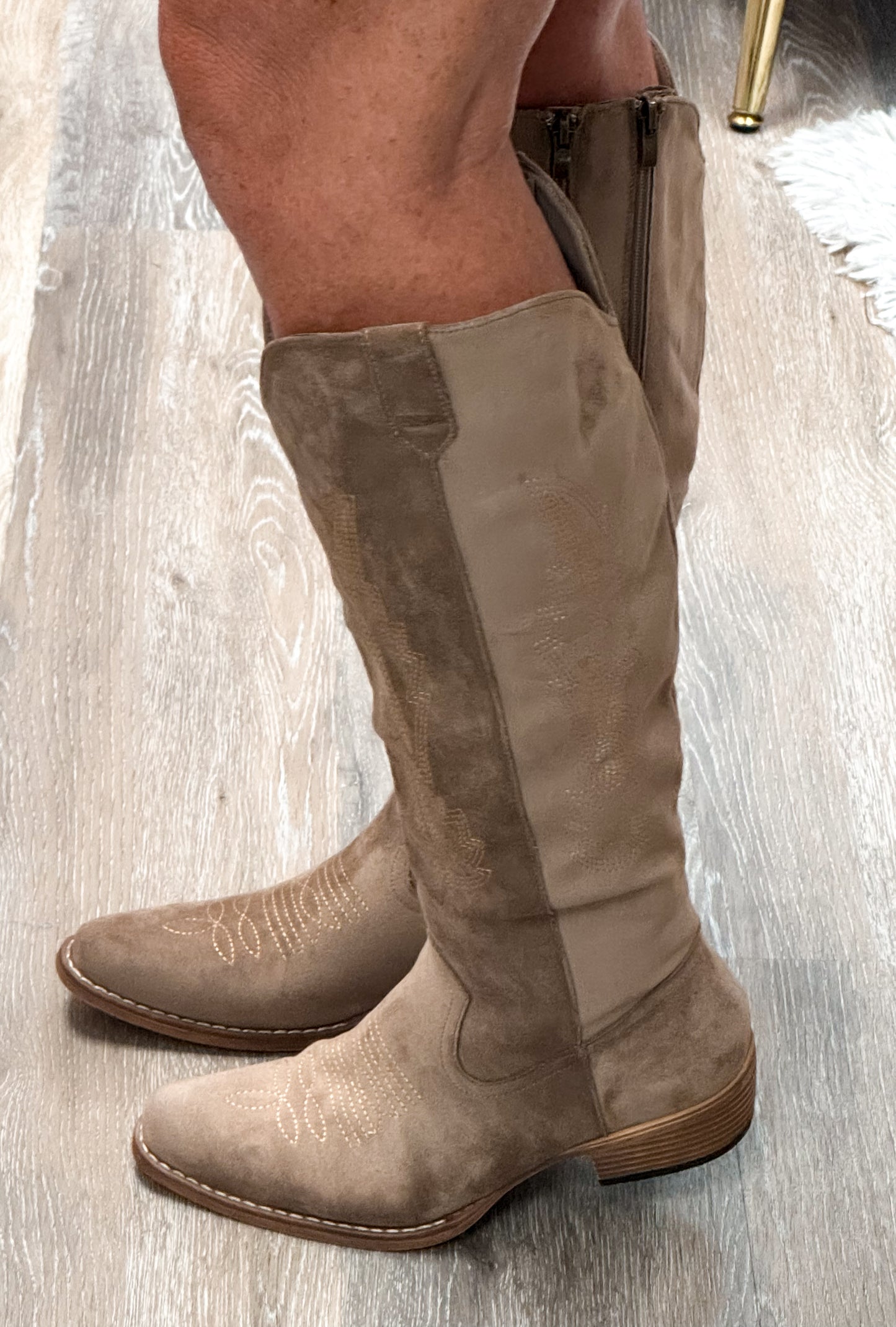 The Kaylee Taupe Suede Boot