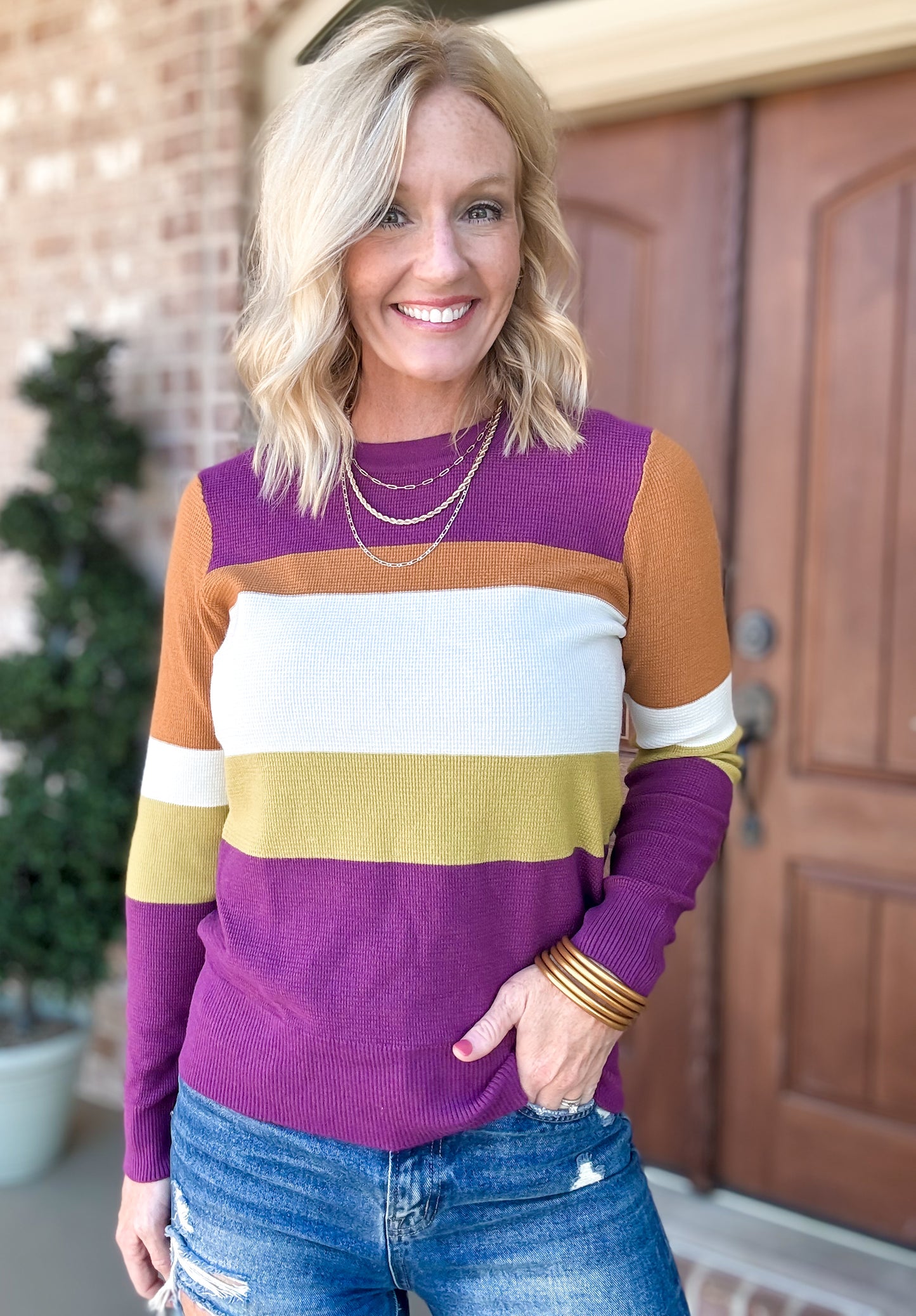 Weekend Waffle Knit Top