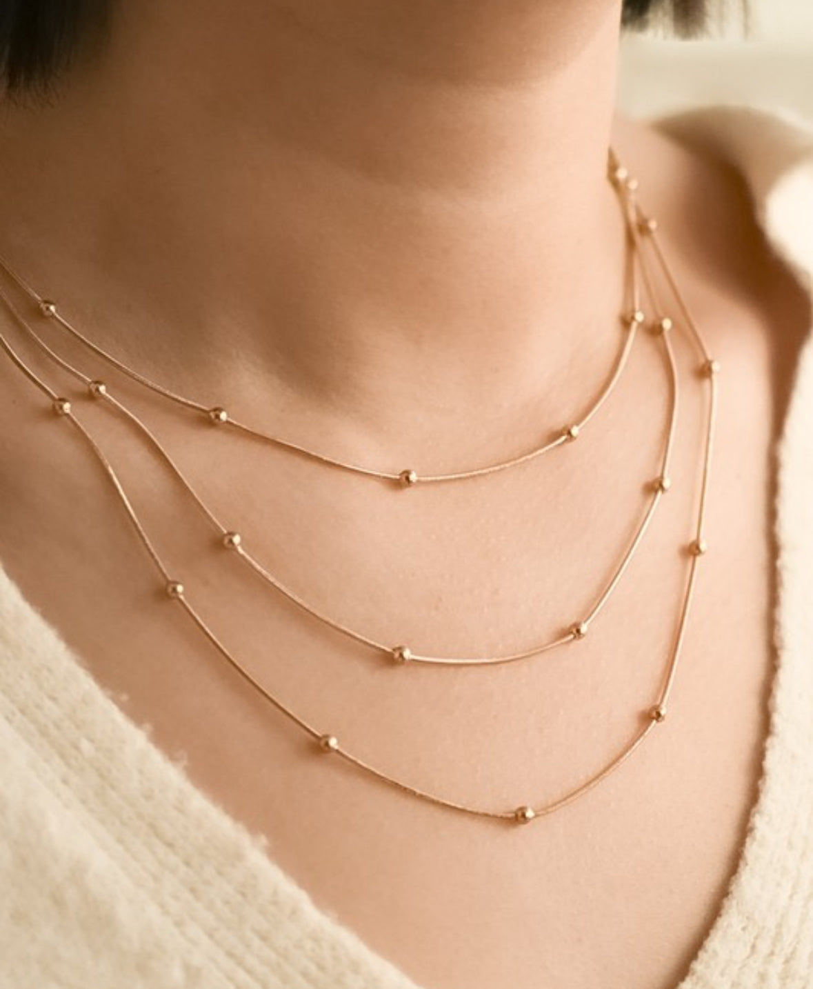 Gleaming Layered Necklace 18K Non-Tarnish