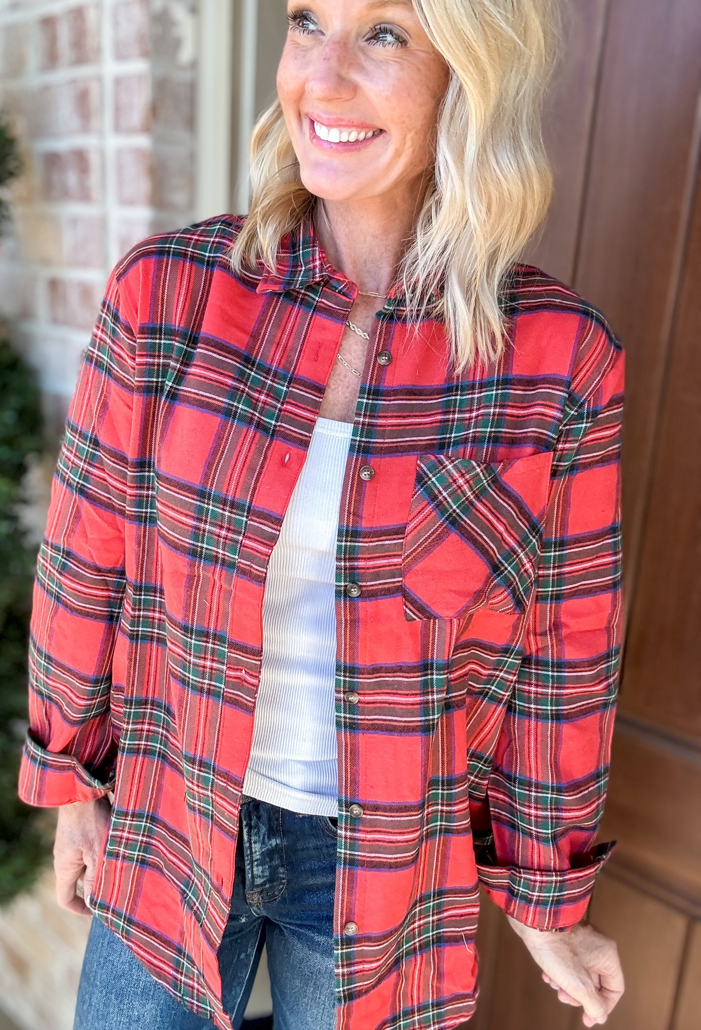 Festive Flannel Button Up