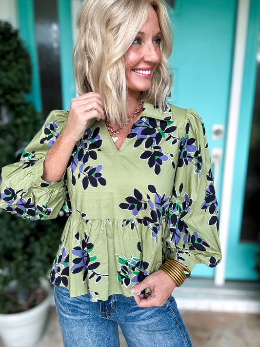 Fern & Floral Peplum Top