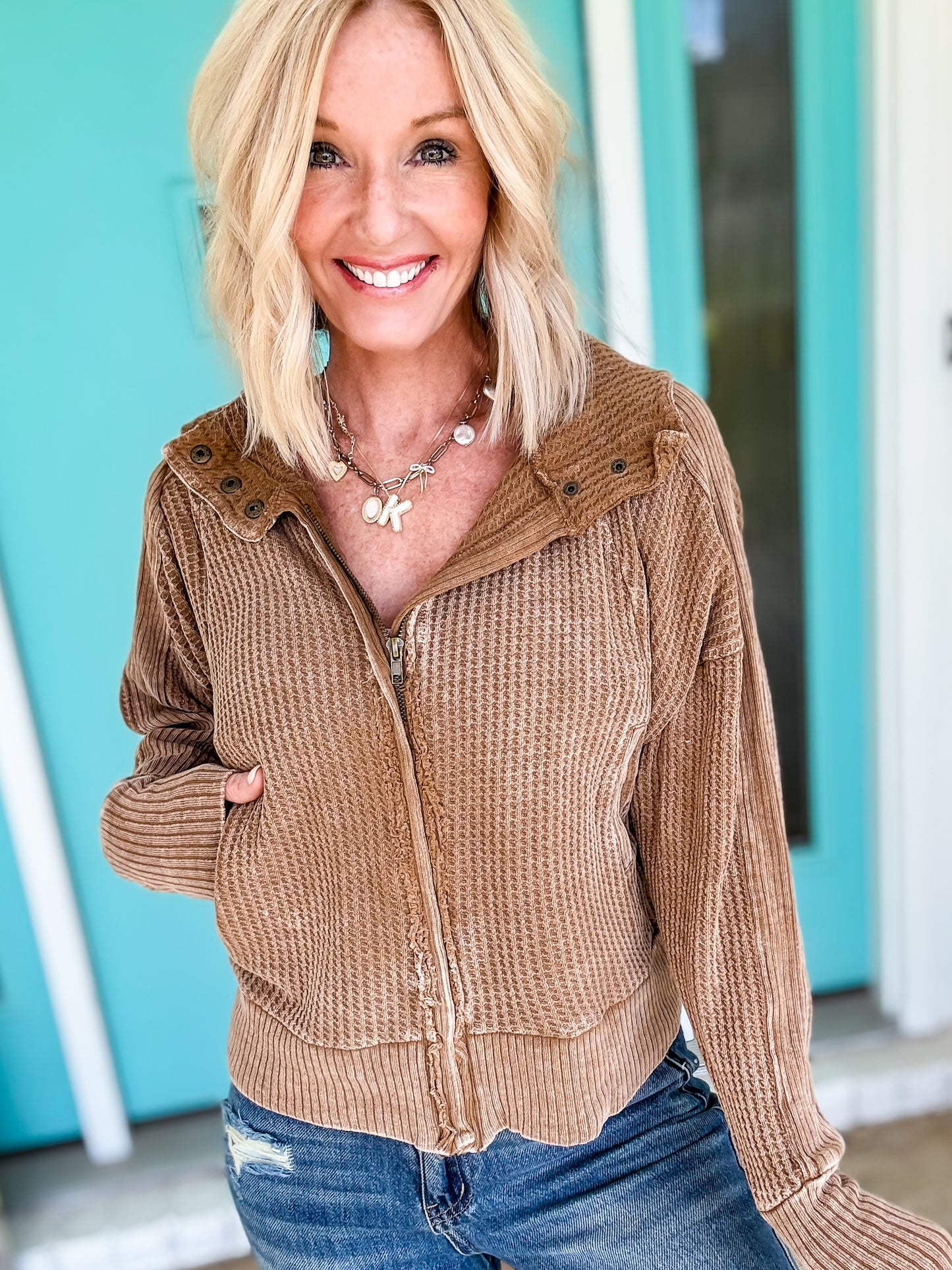 Vintage Waffle Acid Wash Hoodie