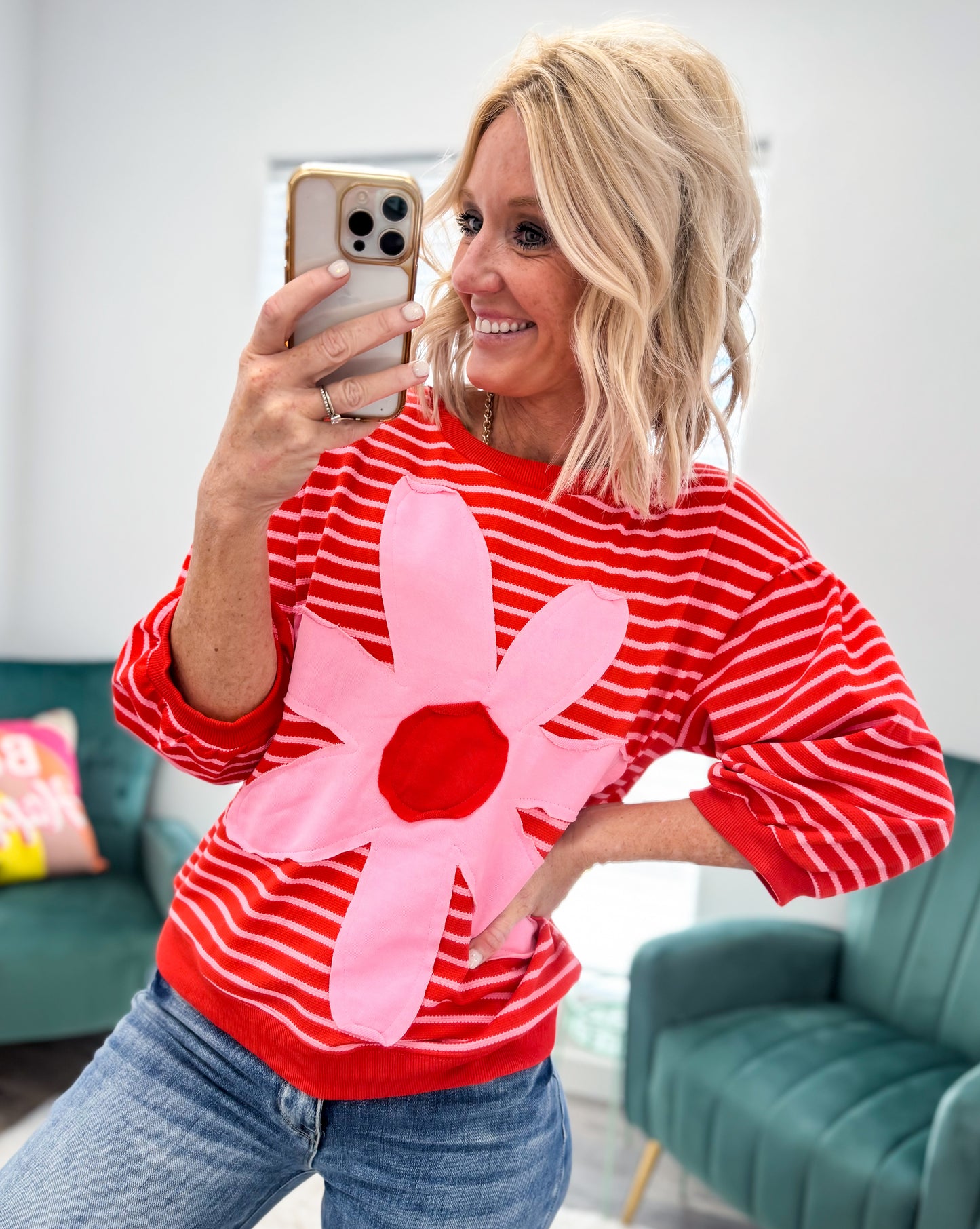 Striped Flower Patch Blouse