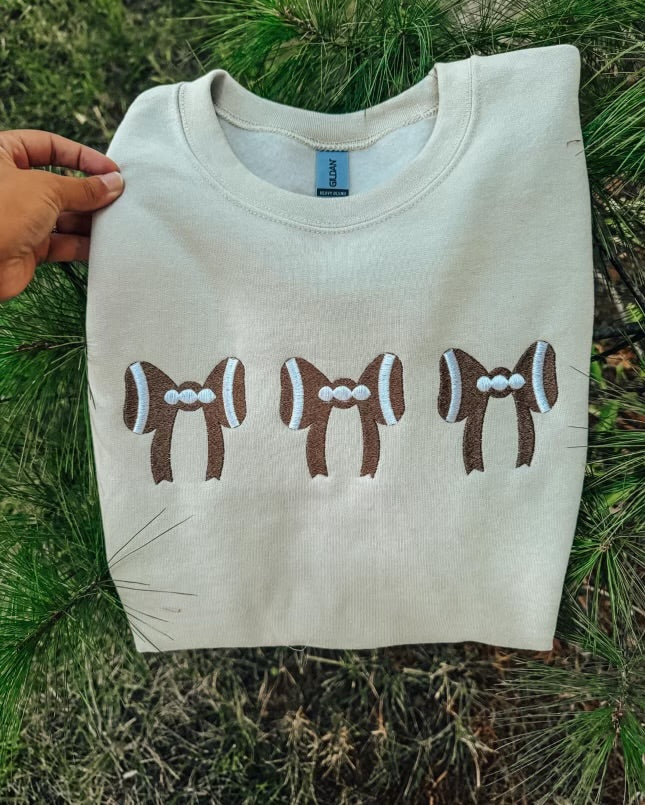 Football Bows Embroidered Sweatshirt