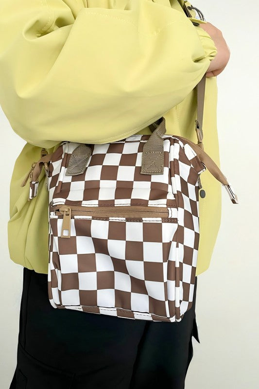 Mocha Checkered Sling Bag