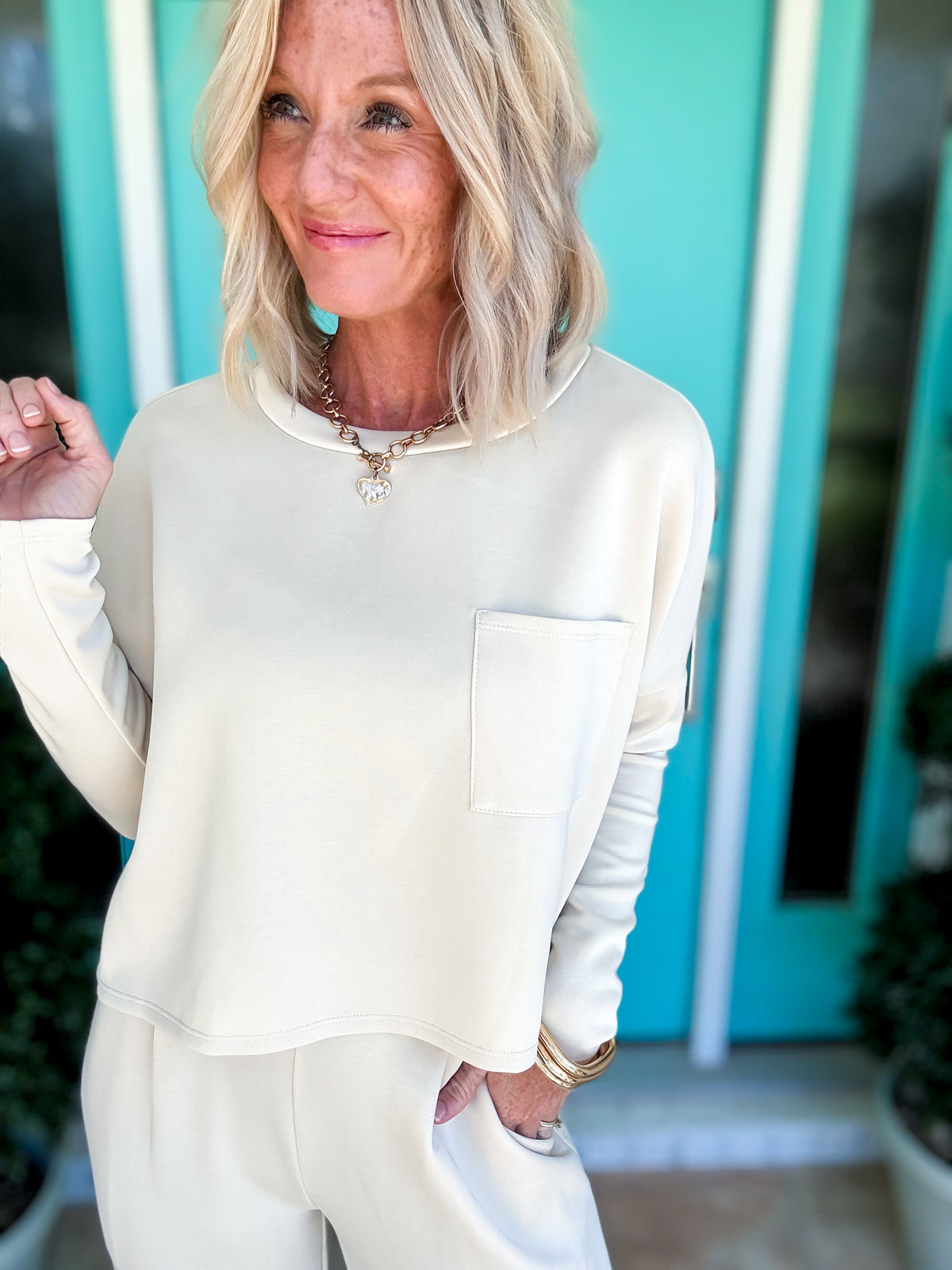 Butter Cream Pleated Set
