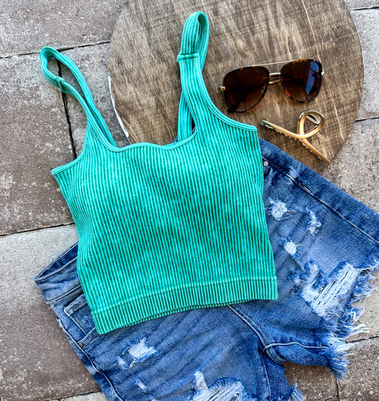 Penny Padded Cropped Tank -- Green