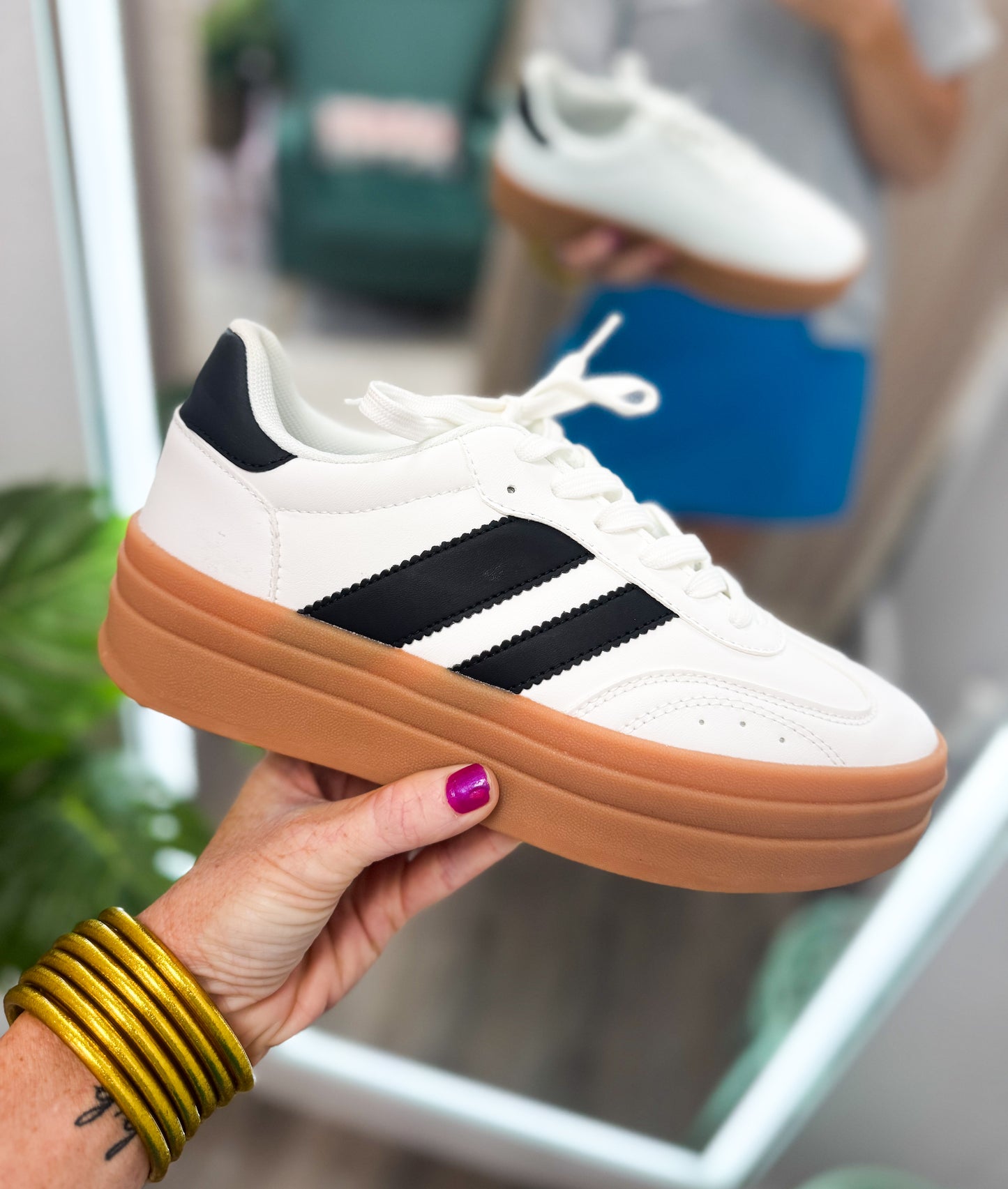 Double Stripe Platform Sneakers