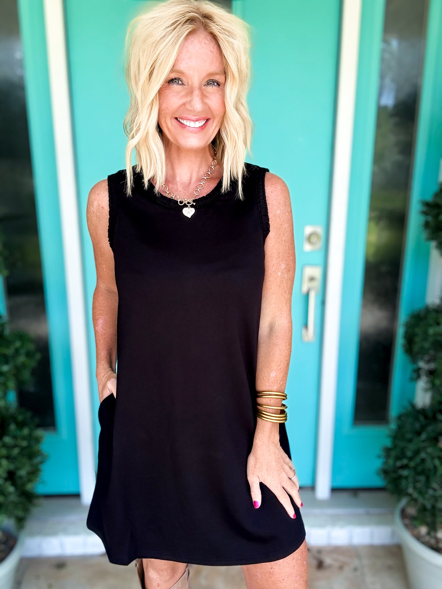 Smocking Edge Scuba Dress
